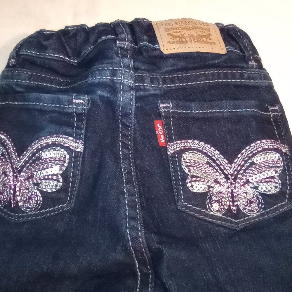 Levi's 710 Super Skinny Denim Leggings Infant Girls Used Butterfly Pockets 3T